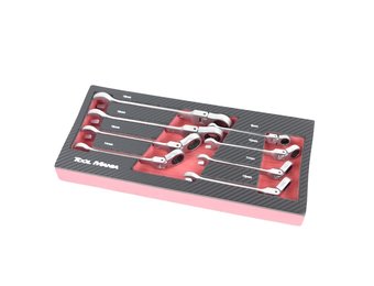 TM 8 Piece Tilting Ring, Ratchet, Spanner Set in foam carbon look inlay