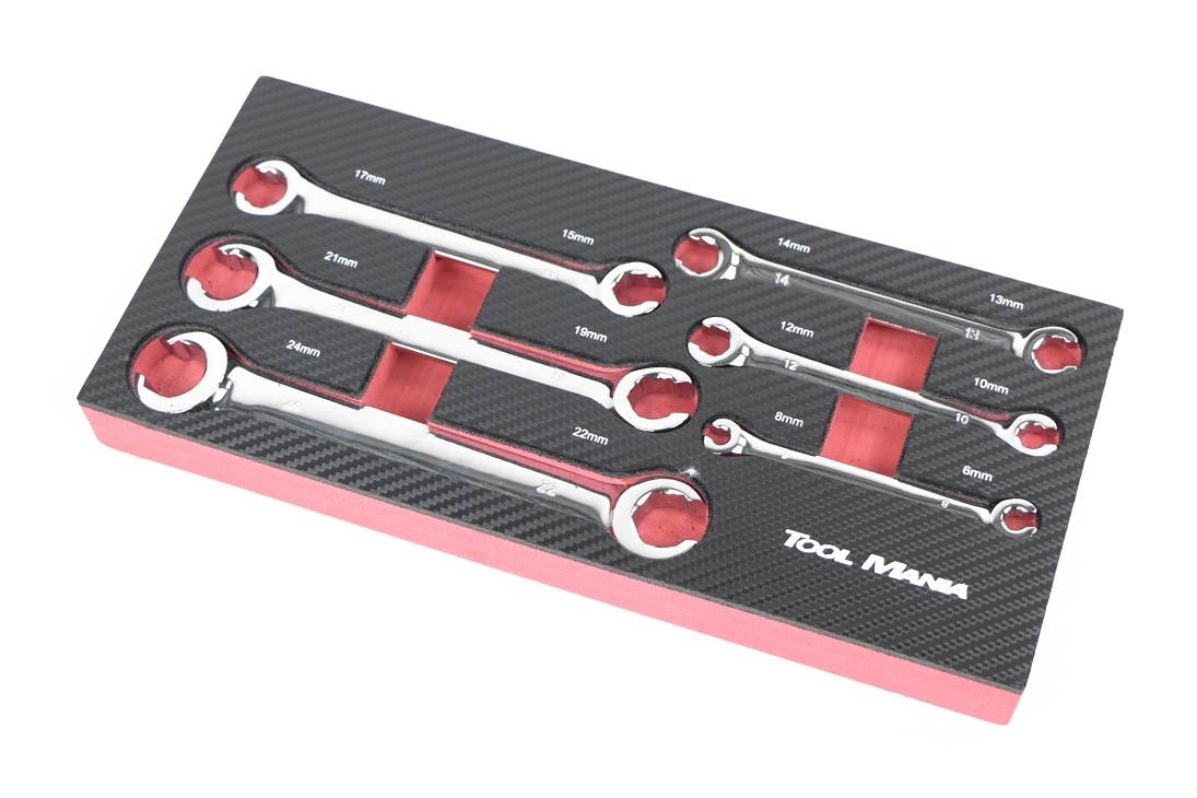 TM 6 Piece Open Ring Wrench Set for Brake Lines foam carbon look inlay