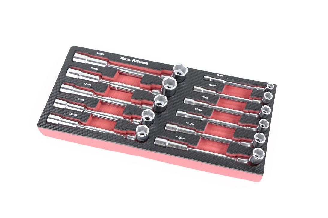 TM 11 delige Pijpsleutelset in foam carbon look inlay