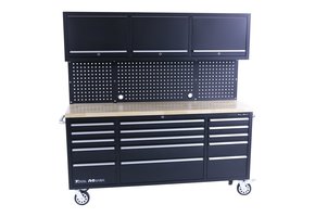 TM 182 cm Werkbank met Kastenwand en Houten Blad Zwart
