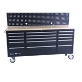 TM 182 cm Workbench with cupboard wall and wooden top in black