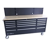 TM 182 cm Workbench with cupboard wall and wooden top in black