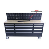 TM 182 cm Werkbank met Kastenwand en Houten Blad Zwart
