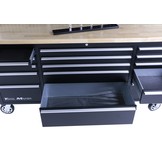 TM 182 cm Workbench with cupboard wall and wooden top in black
