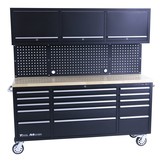 TM 182 cm Werkbank met Kastenwand en Houten Blad Zwart