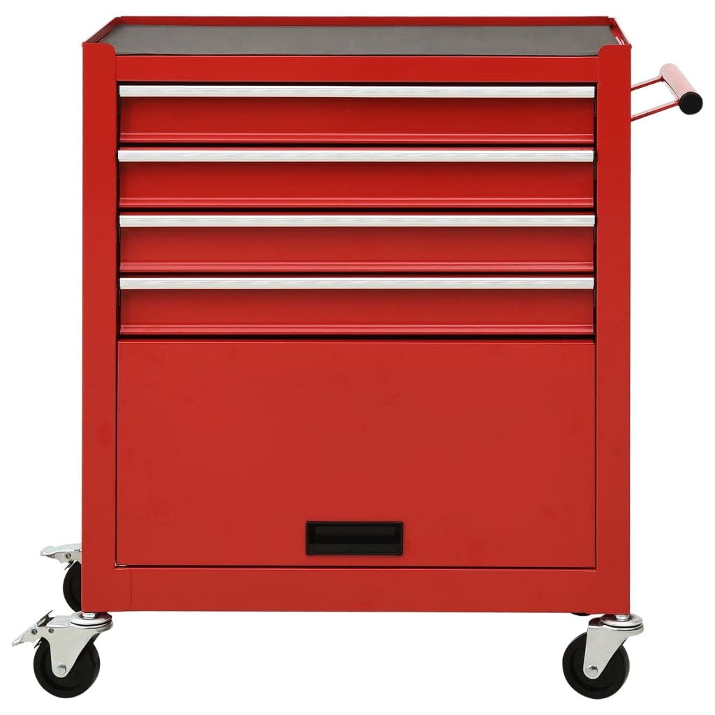Gereedschapswagen met 4 lades staal rood
