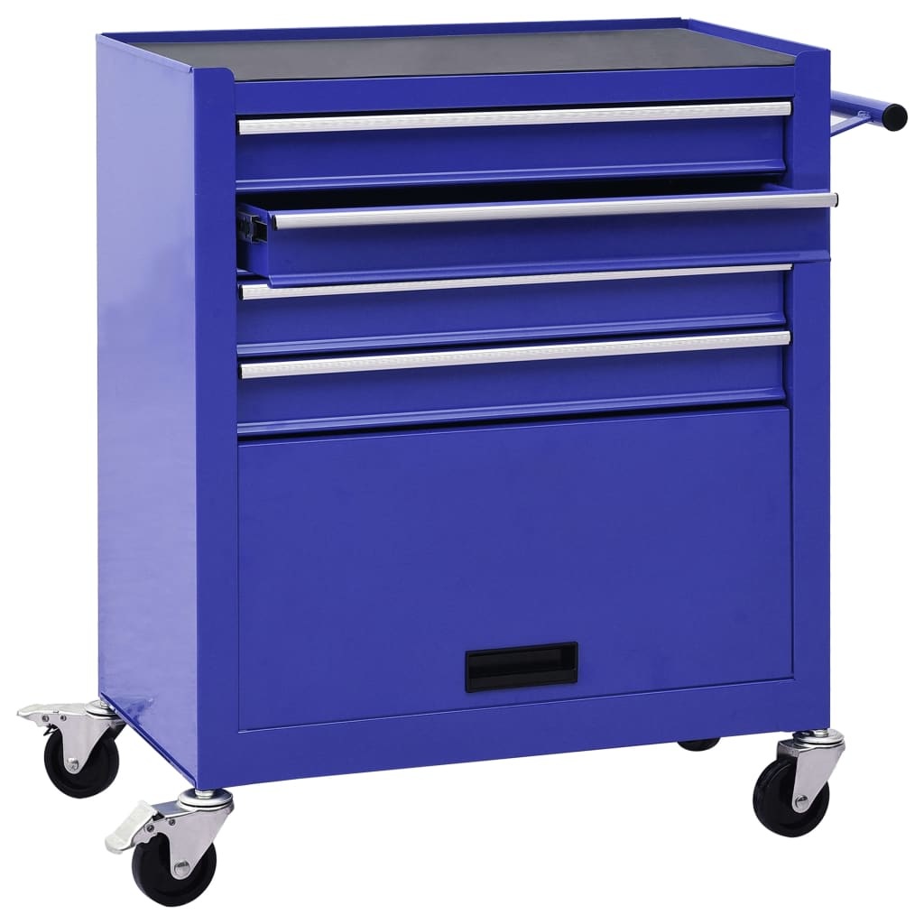 Gereedschapswagen met 4 lades staal blauw