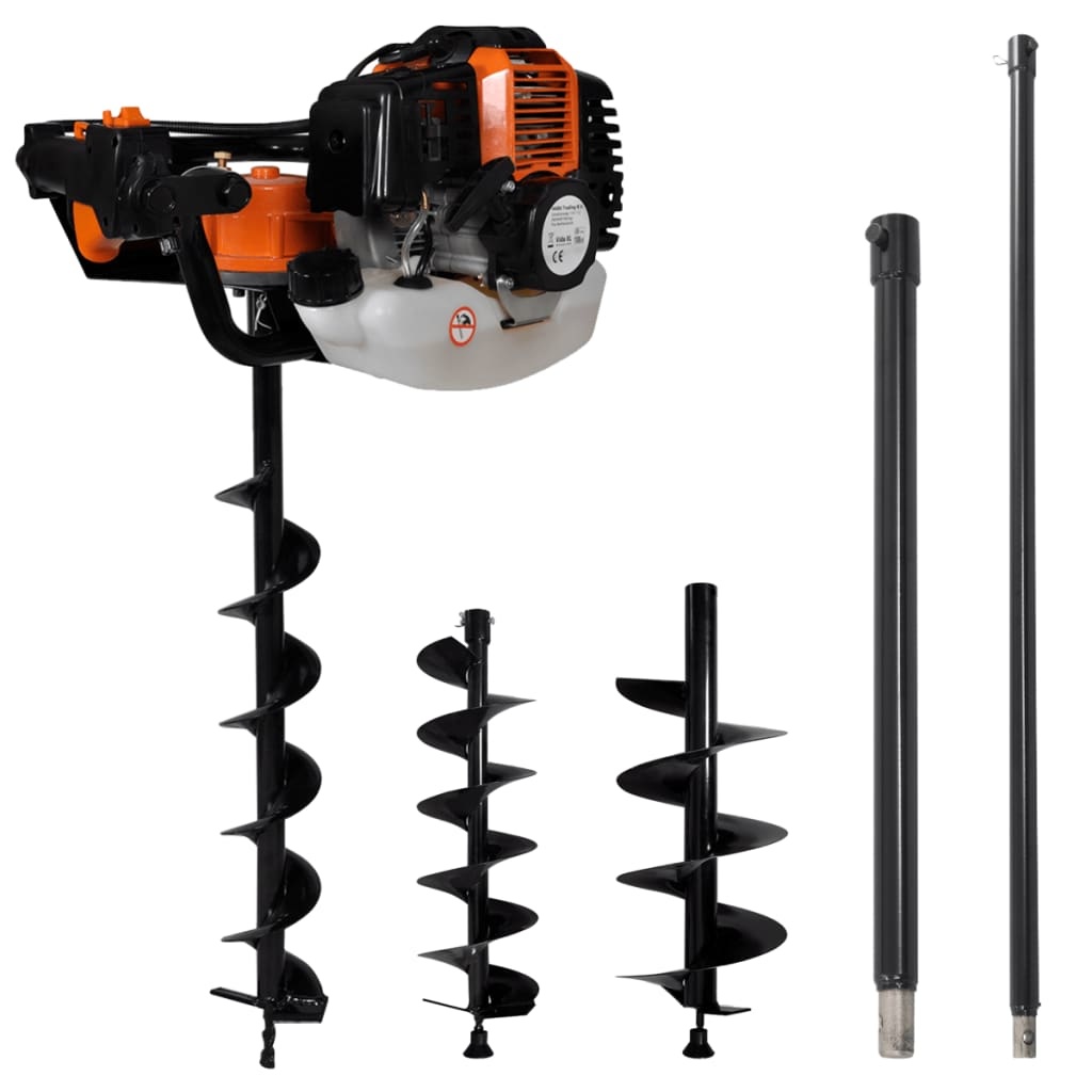 Profi 52 cc Grondboor met Benzine Motor - inclusief 3 Boren 100 / 150 / 200 mm.
