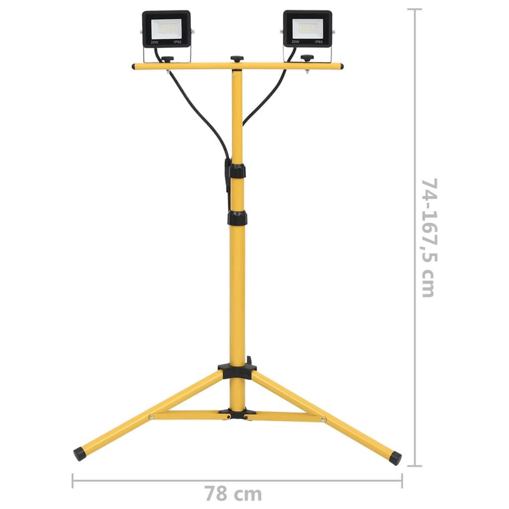 VD Werklamp - Bouwlamp met statief LED 2x20 W K6000