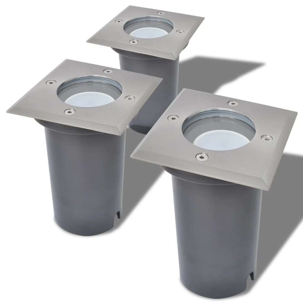 VD LED-grondspots buiten vierkant 3 st