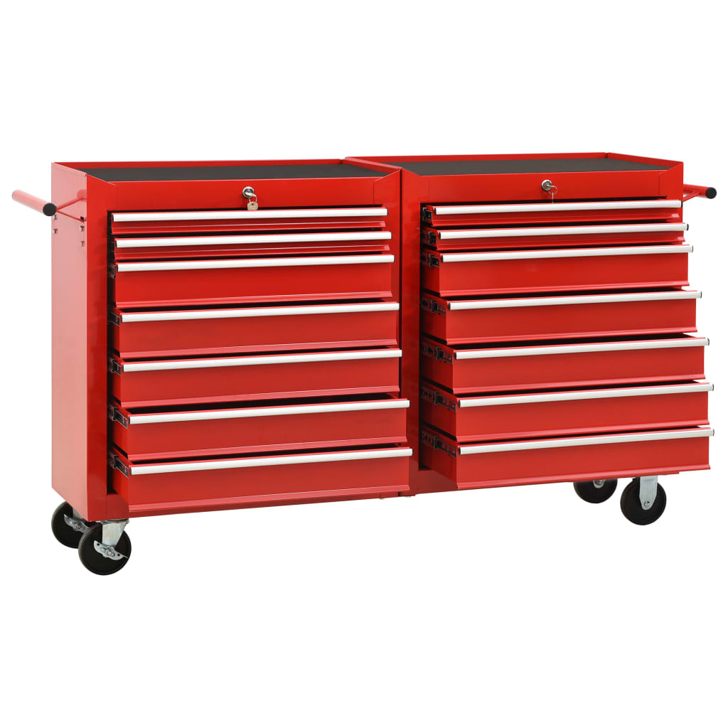 VD Gereedschapswagen met 14 lades staal rood