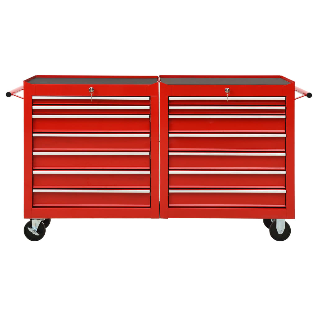 VD Gereedschapswagen met 14 lades staal rood