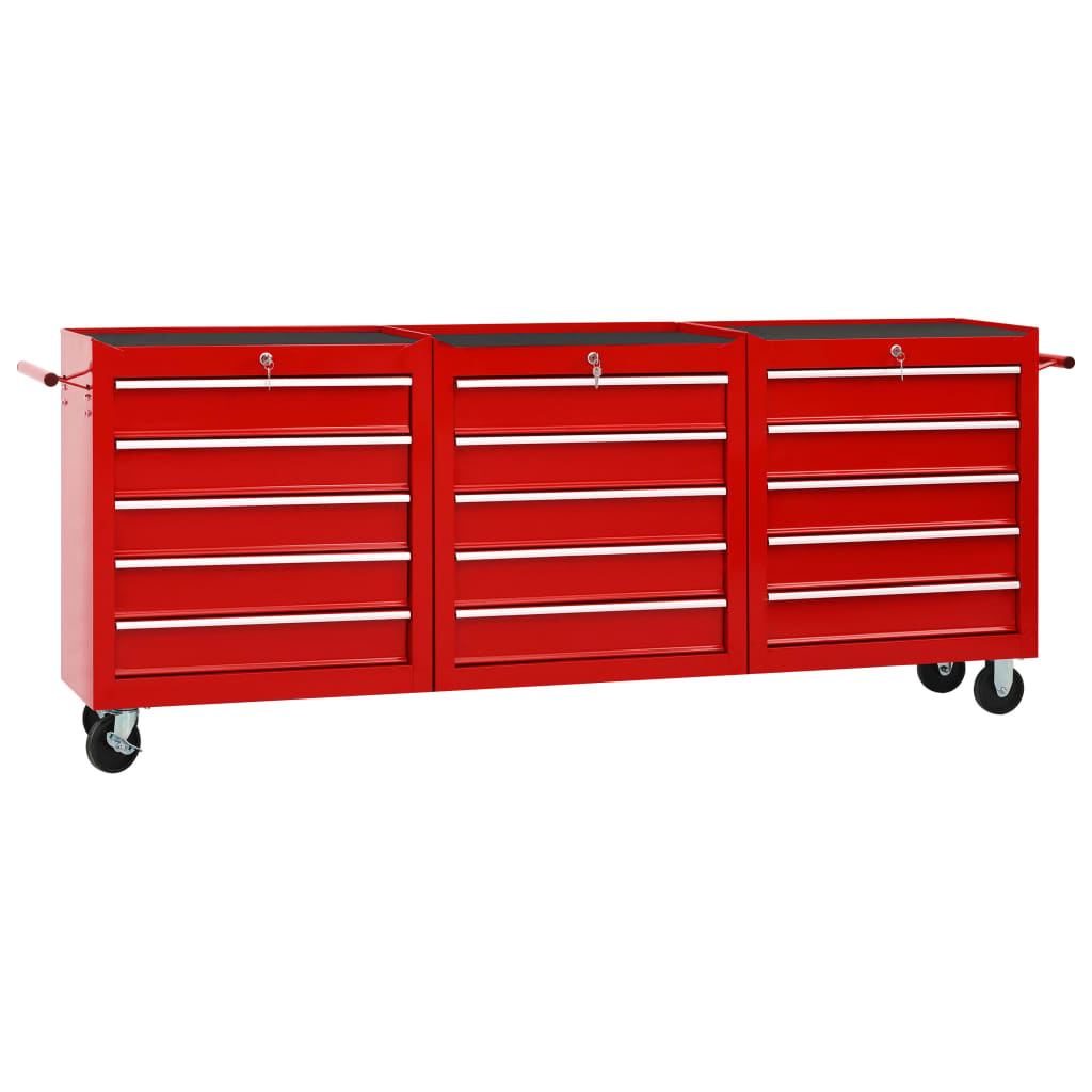 VD Gereedschapswagen met 15 lades staal rood