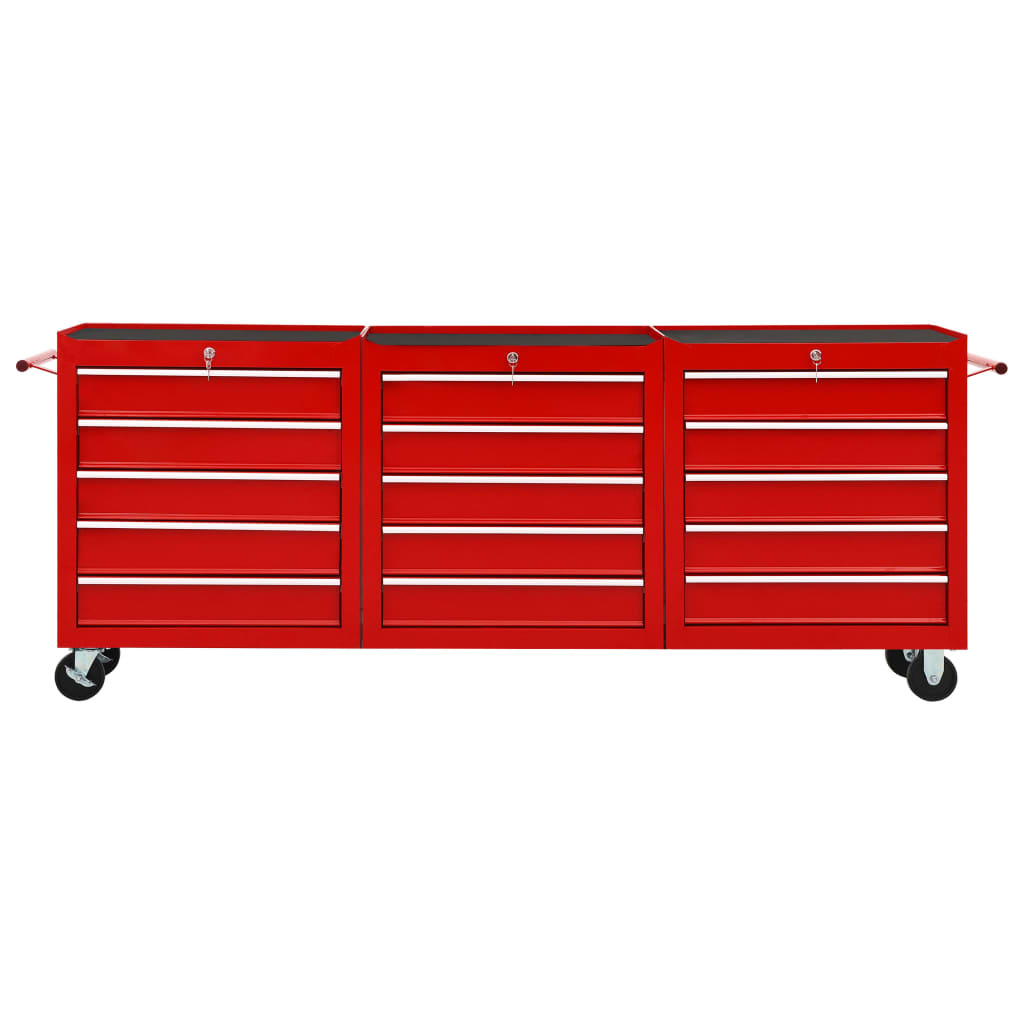 VD Gereedschapswagen met 15 lades staal rood