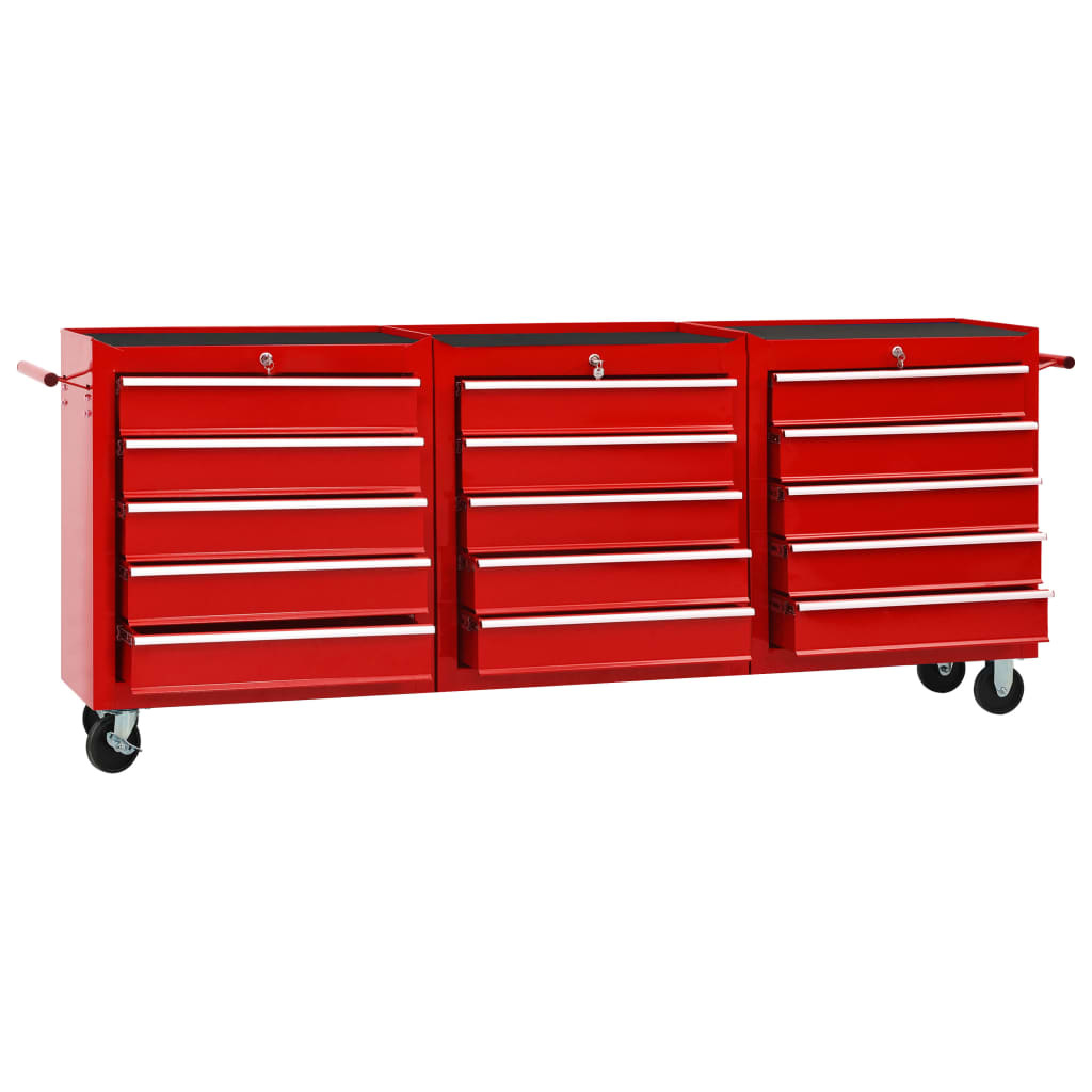 VD Gereedschapswagen met 15 lades staal rood