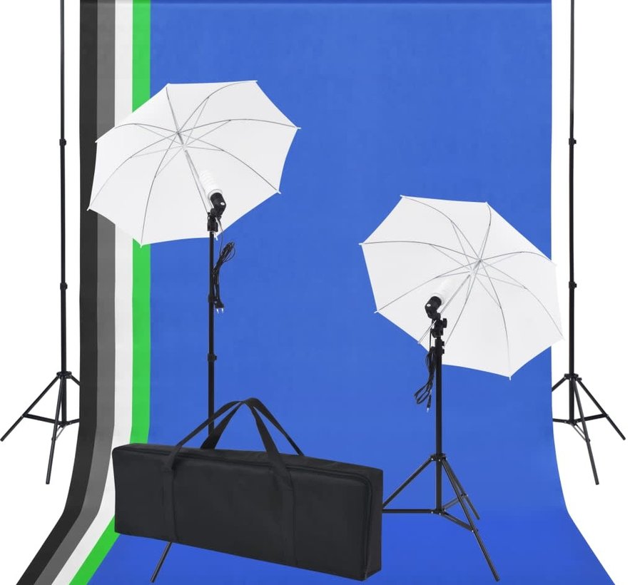 VD Fotostudio-Set mit 5 farbigen Hintergründen / 2 Regenschirmen