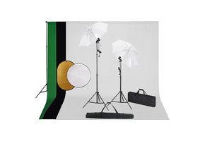 VD Fotostudioset met lampen, achtergrond en reflector 600 x 300 cm