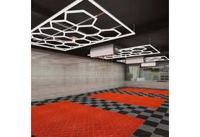 TM Led showroom , hexagon verlichting , Auto detailing honingraat  verlichting 241 x 478 cm