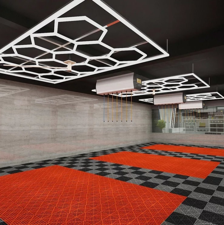 TM LED-Showroom, Sechseckbeleuchtung, Wabenbeleuchtung mit automatischer Detaillierung 241 x 478 cm