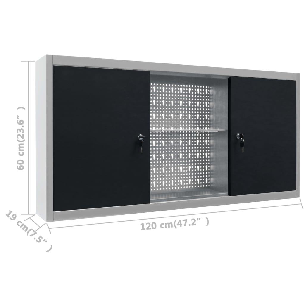 VD Werkbank mit drei Wandpaneelen und einem Schrank