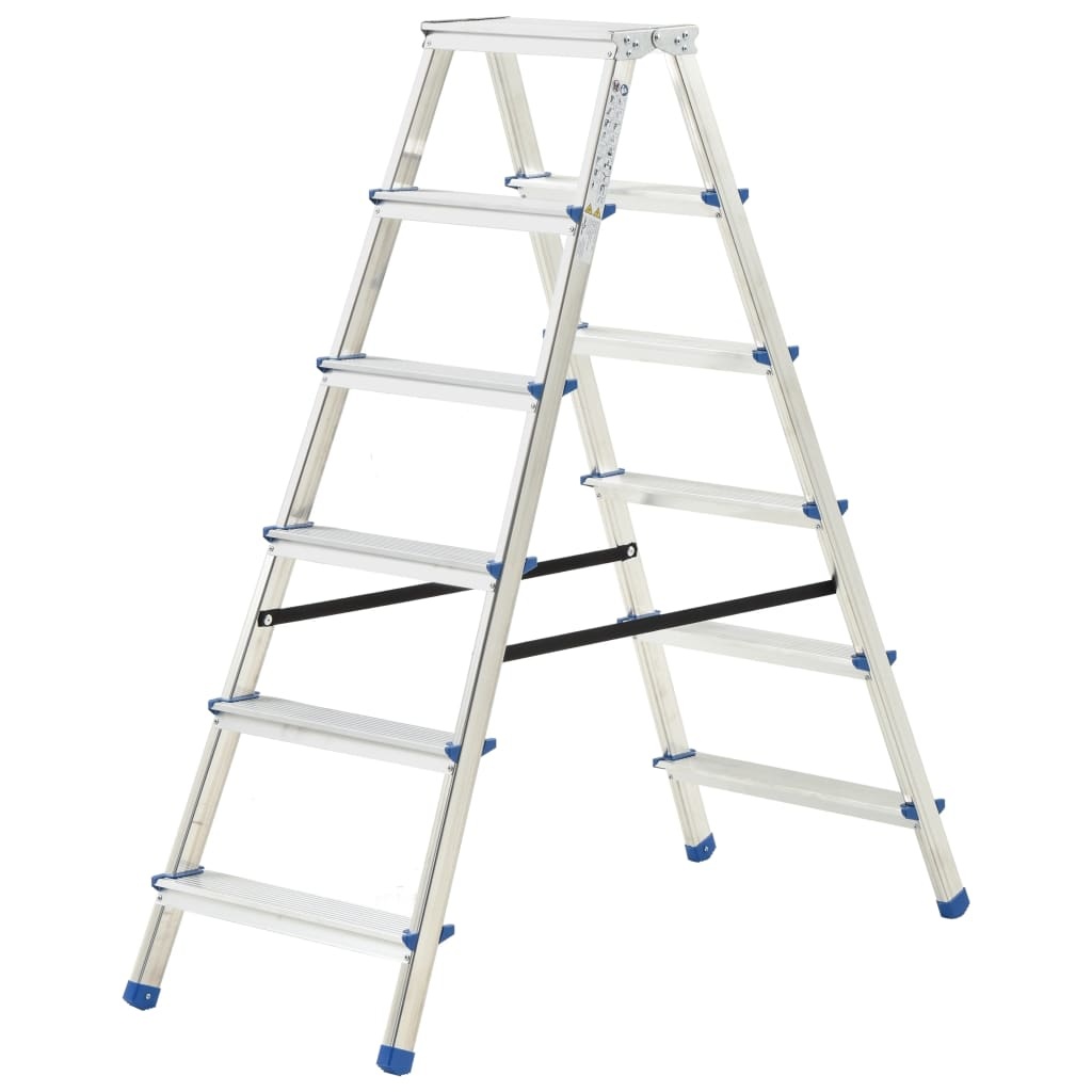 VD Huishoudtrap met 6 treden dubbelzijdig 136 cm aluminium