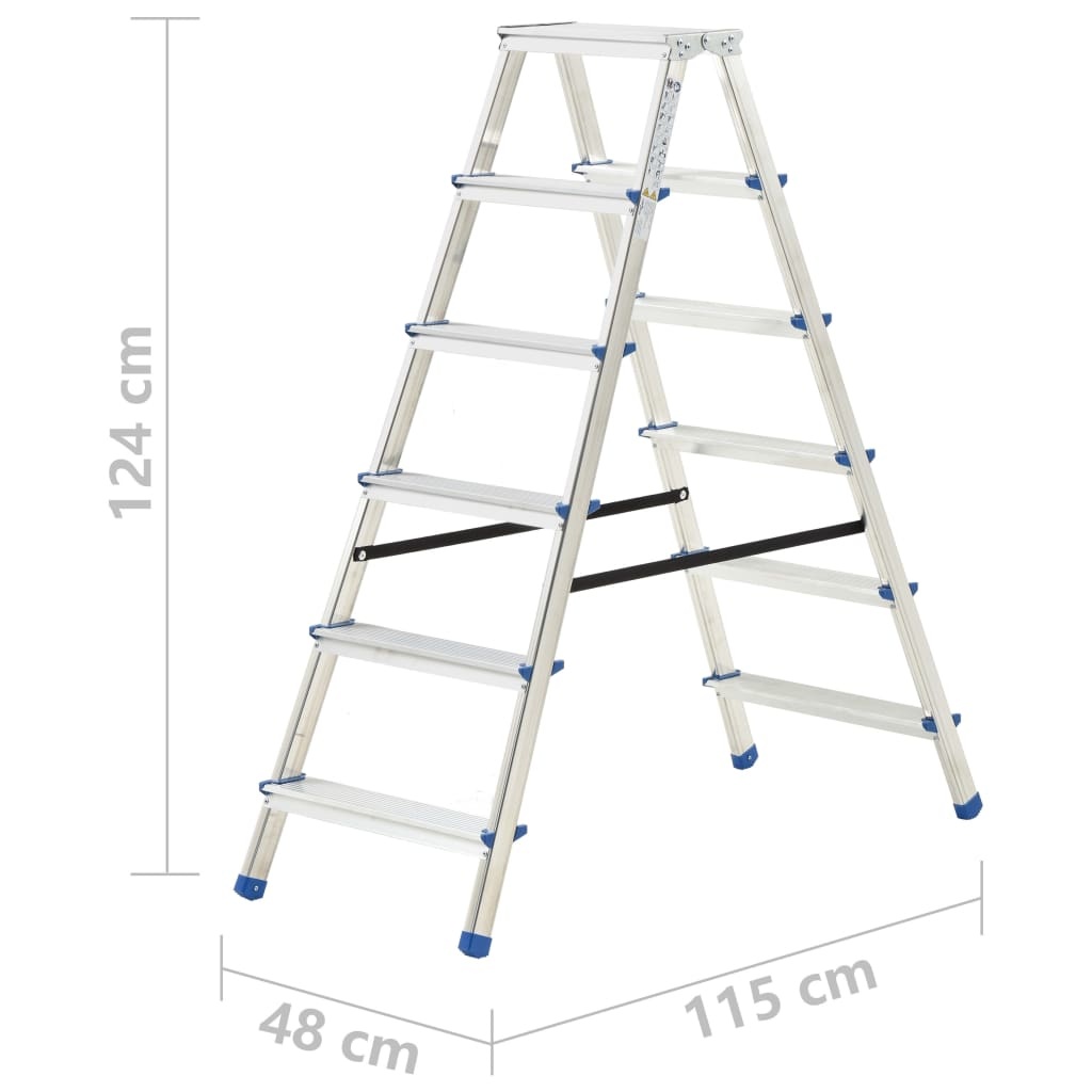 VD Huishoudtrap met 6 treden dubbelzijdig 136 cm aluminium