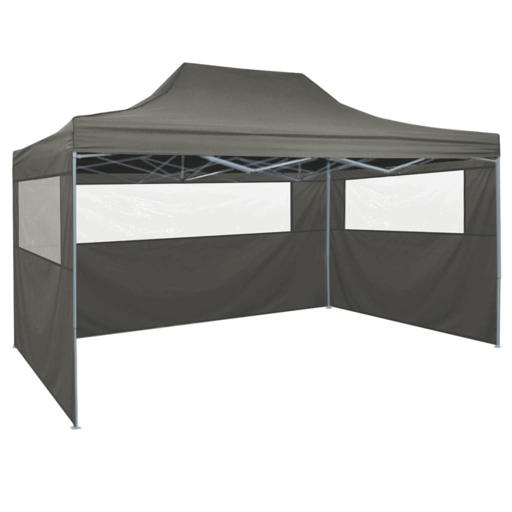 Vouwtent pop-up met 4 zijwanden 3 x 4,5 m antraciet
