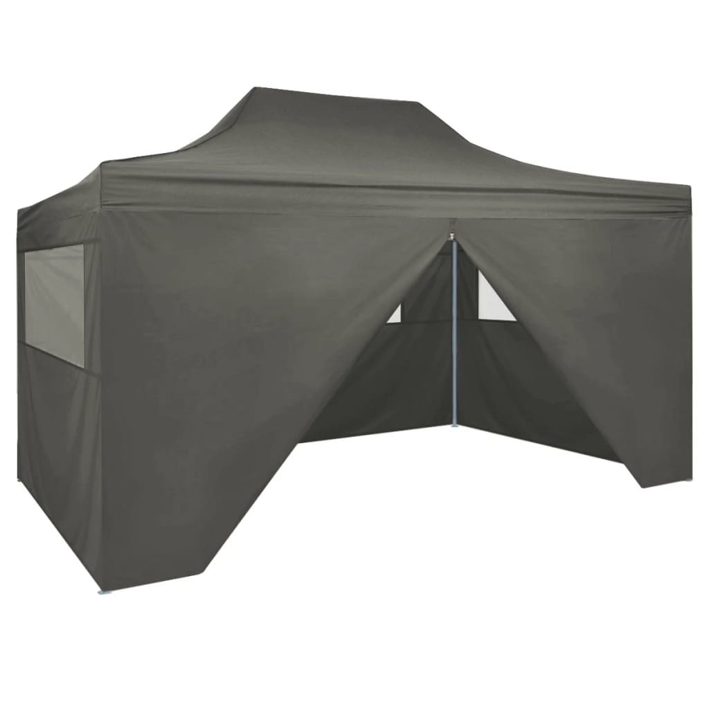 Vouwtent pop-up met 4 zijwanden 3 x 4,5 m antraciet
