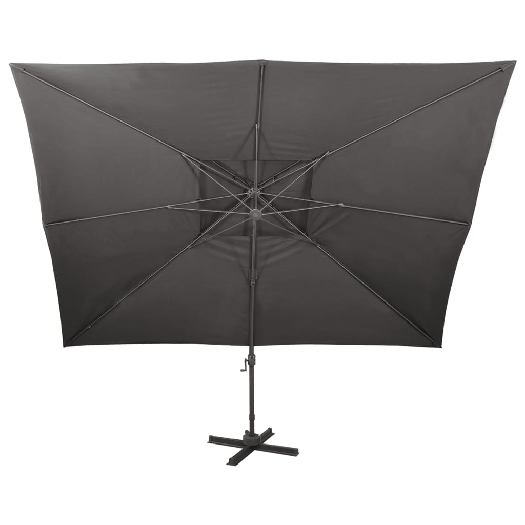 Zweefparasol met dubbel dak 400 x 300 cm antracietkleurig