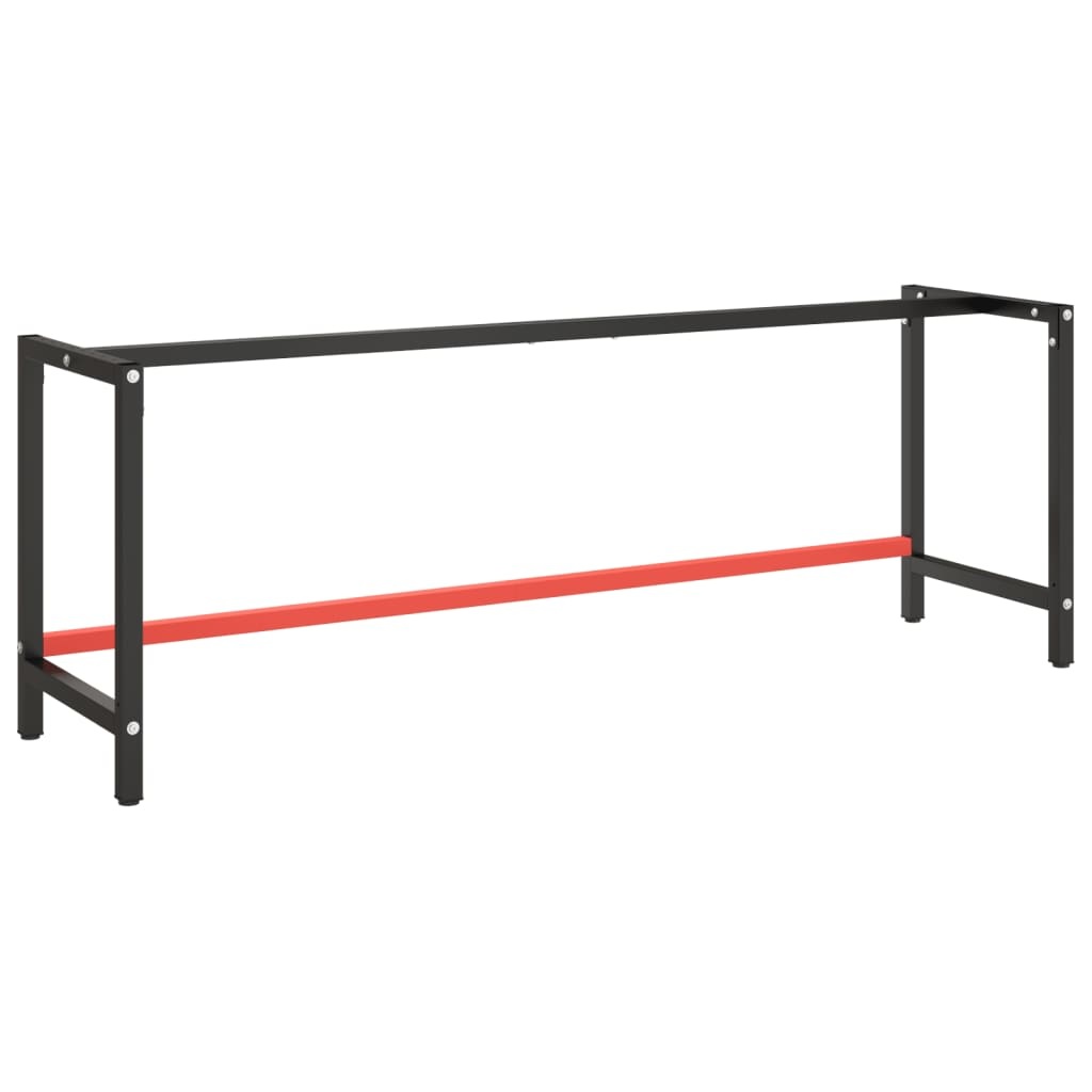 VD Werkbankframe 220 x 57 x 79 cm metaal matzwart en mat rood