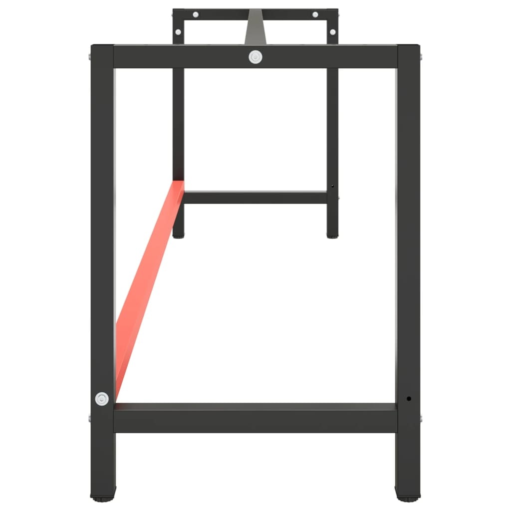 VD Werkbankframe 220 x 57 x 79 cm metaal matzwart en mat rood