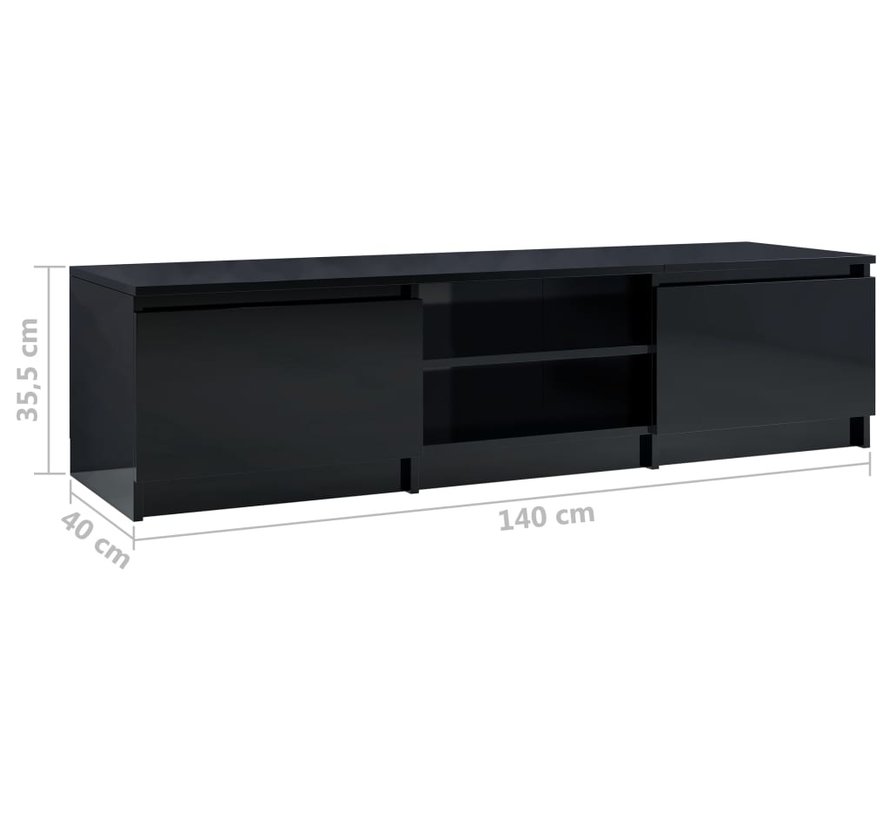 VD Tv-meubel 140 x 40 x 35,5 cm spaanplaat hoogglans zwart