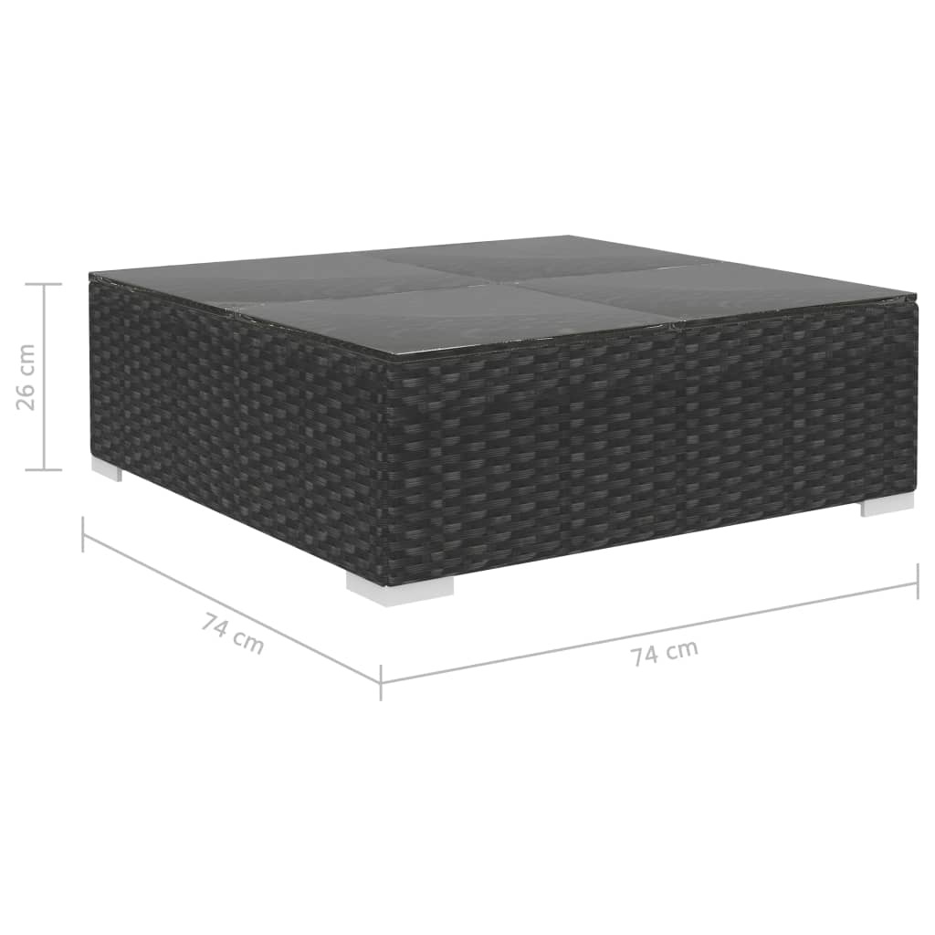 VD 8 delige Loungeset met kussens poly rattan zwart
