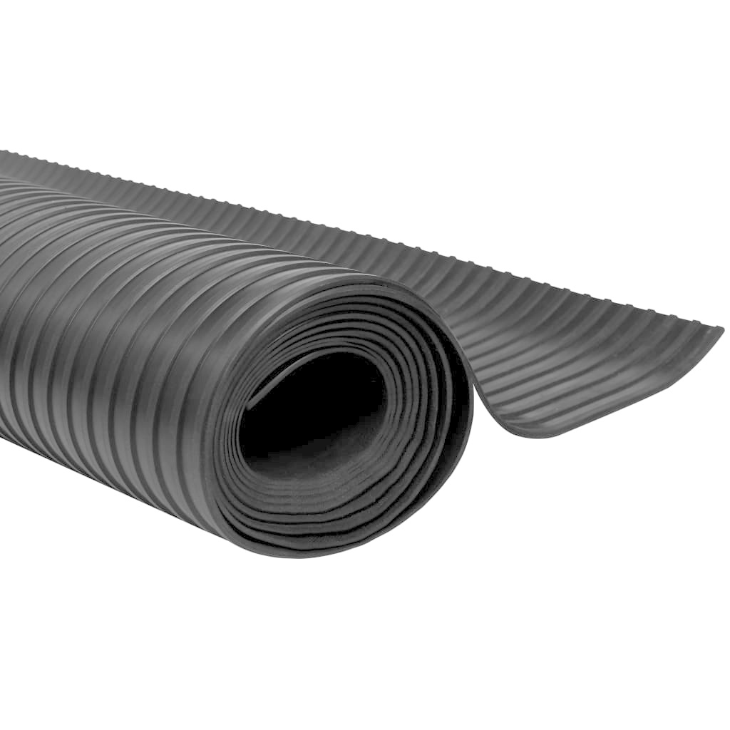 TM Vloermat anti-slip 3 mm 1,5x4 m rubber brede ribbel zwart