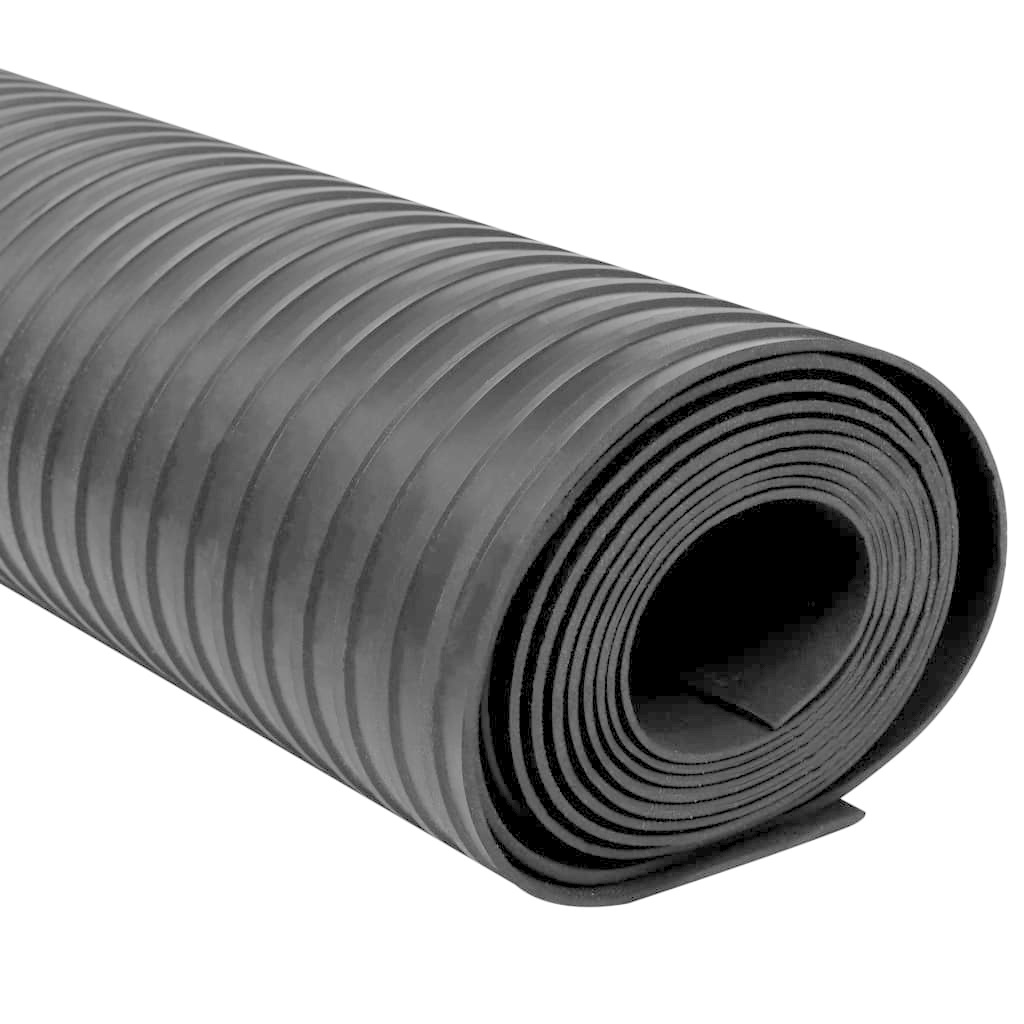 TM Vloermat anti-slip 3 mm 1,5x4 m rubber brede ribbel zwart