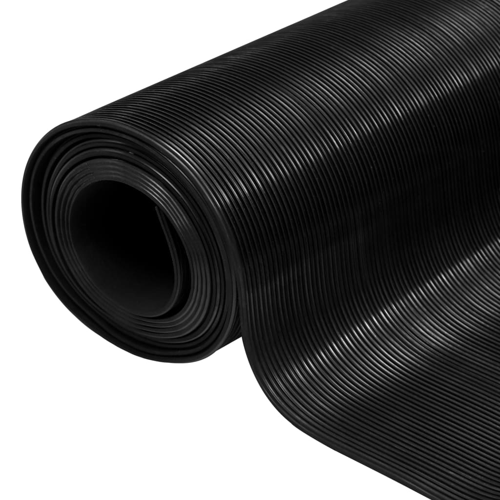 TM Vloermat anti-slip 3 mm 1,5x4 m rubber fijne ribbel Zwart