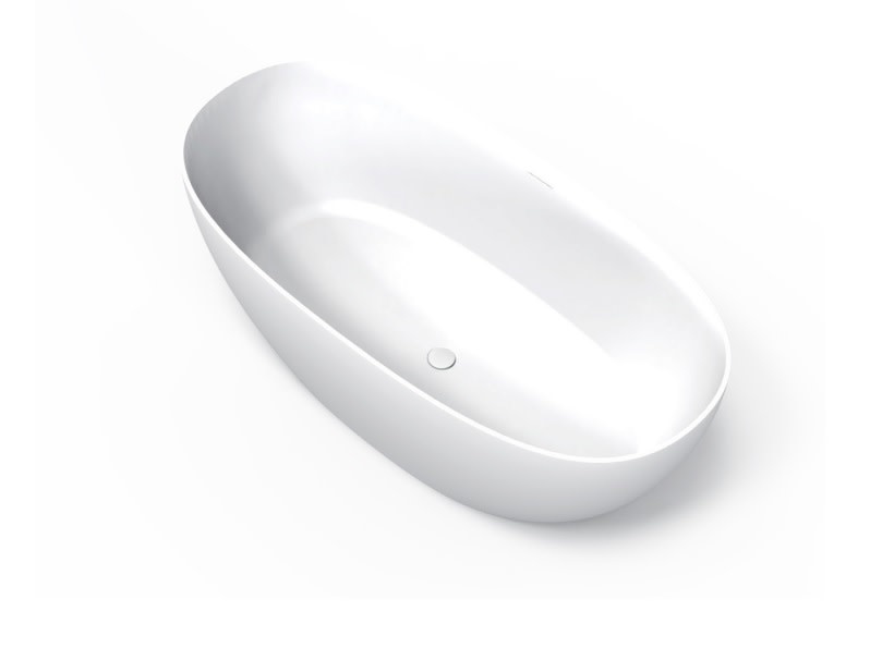 Best Design Solid New Stone vrijstaand bad 170x78x56cm mat wit met dunne rand