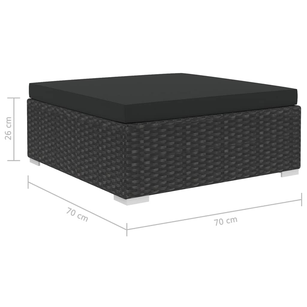 VD 5-delige Loungeset met kussens poly rattan zwart