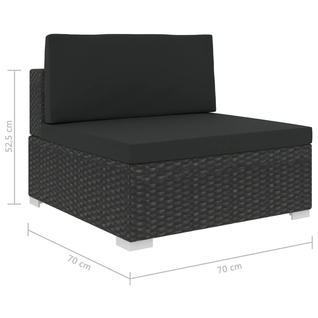 VD 5-delige Loungeset met kussens poly rattan zwart