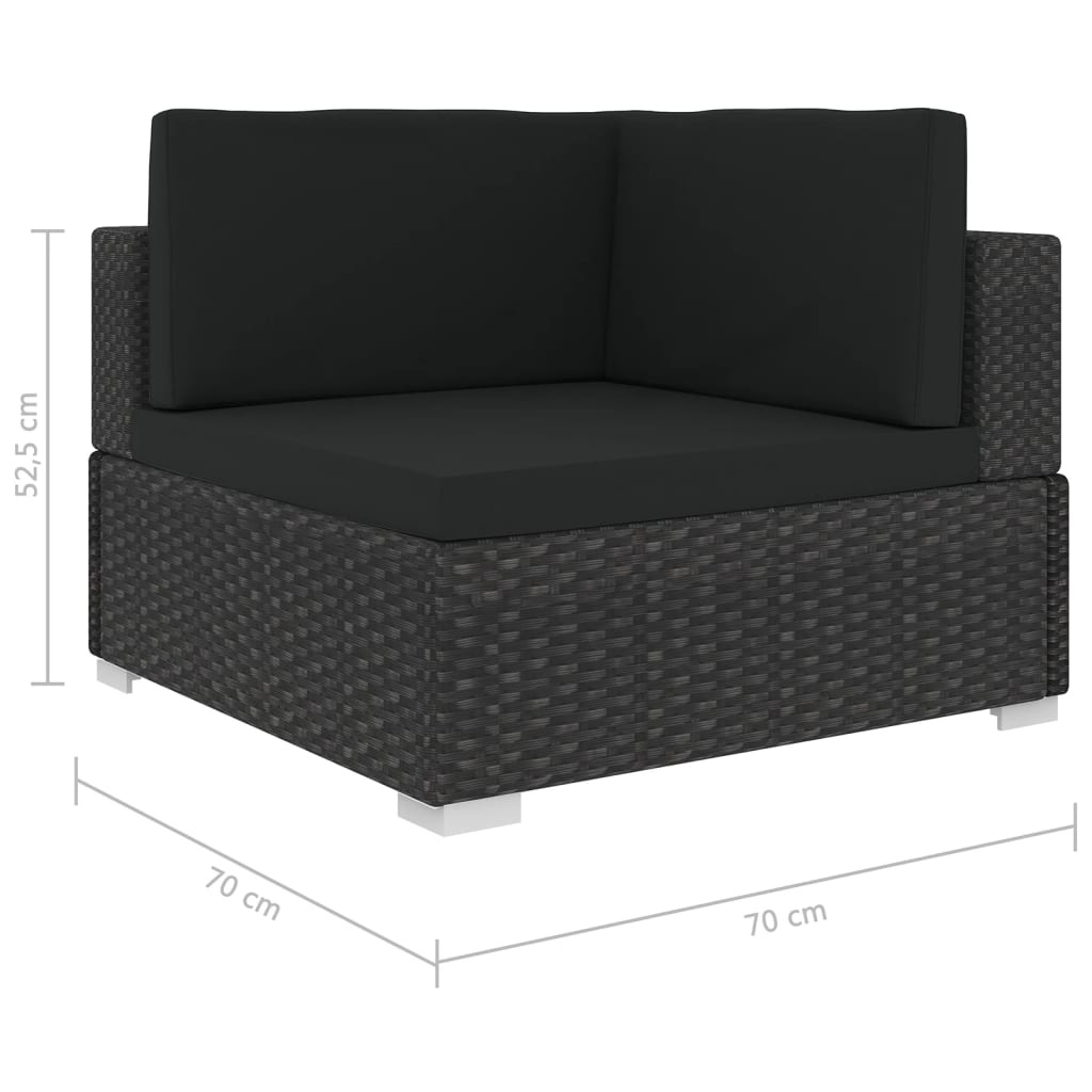 VD 5-delige Loungeset met kussens poly rattan zwart