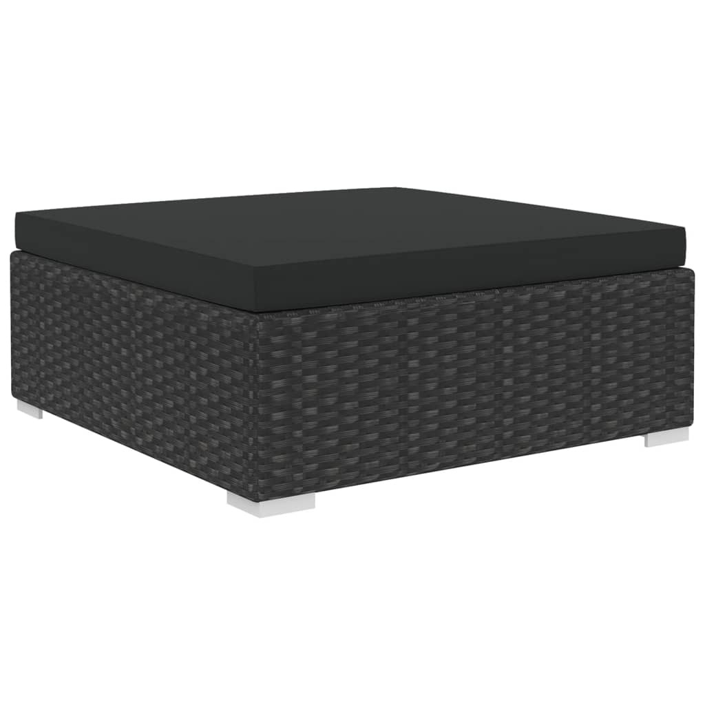 VD 5-delige Loungeset met kussens poly rattan zwart