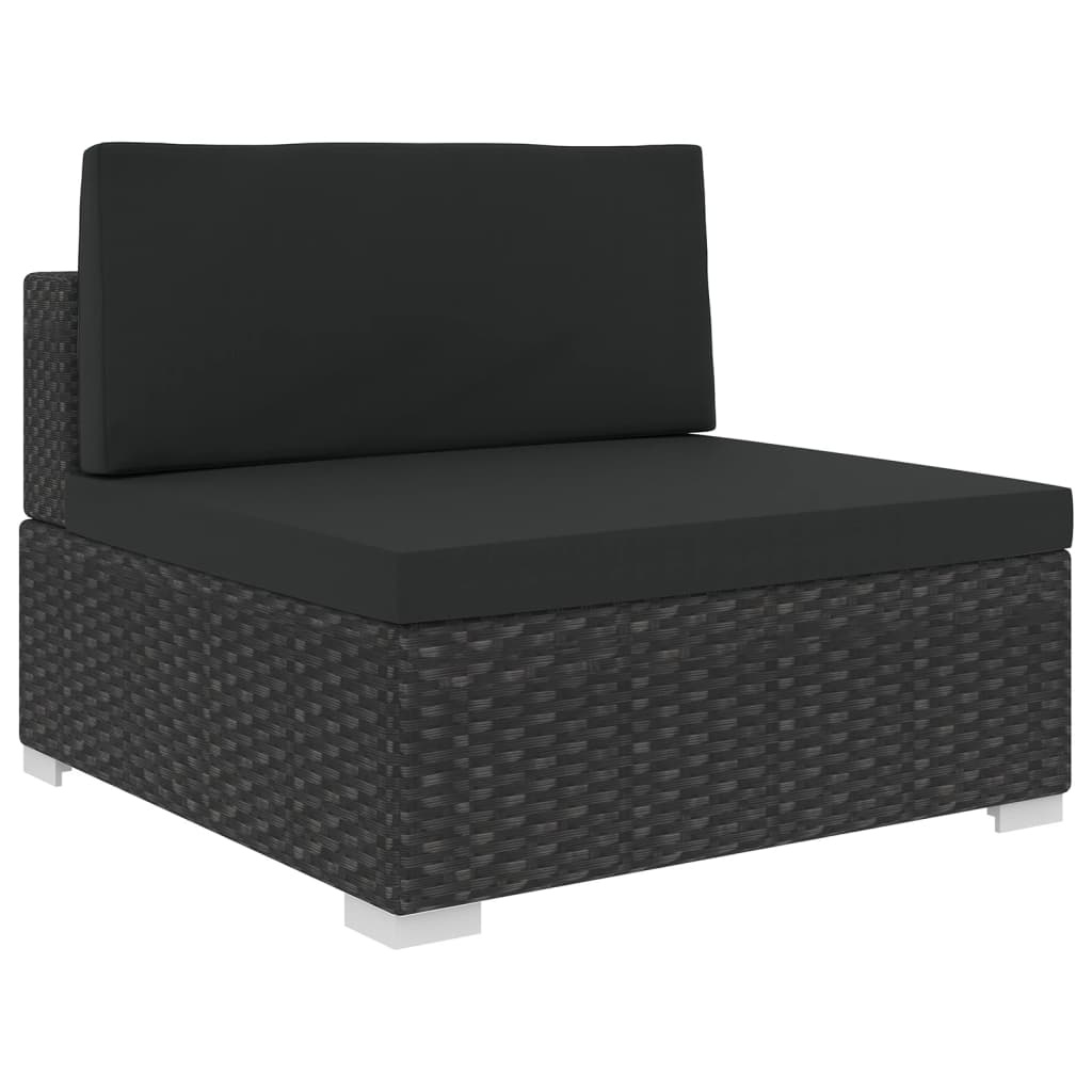 VD 5-delige Loungeset met kussens poly rattan zwart