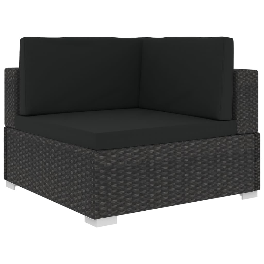 VD 5-delige Loungeset met kussens poly rattan zwart