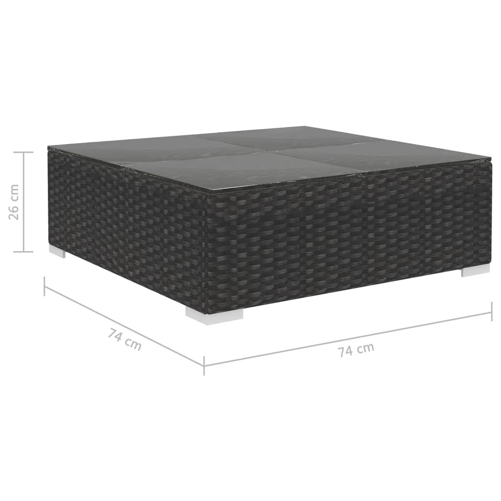 VD 8 delige Loungeset met kussens poly rattan zwart
