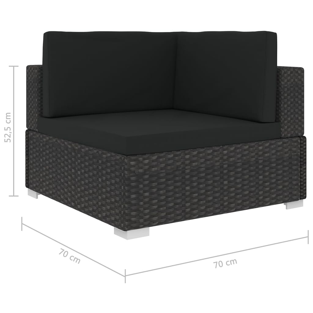 VD 8 delige Loungeset met kussens poly rattan zwart