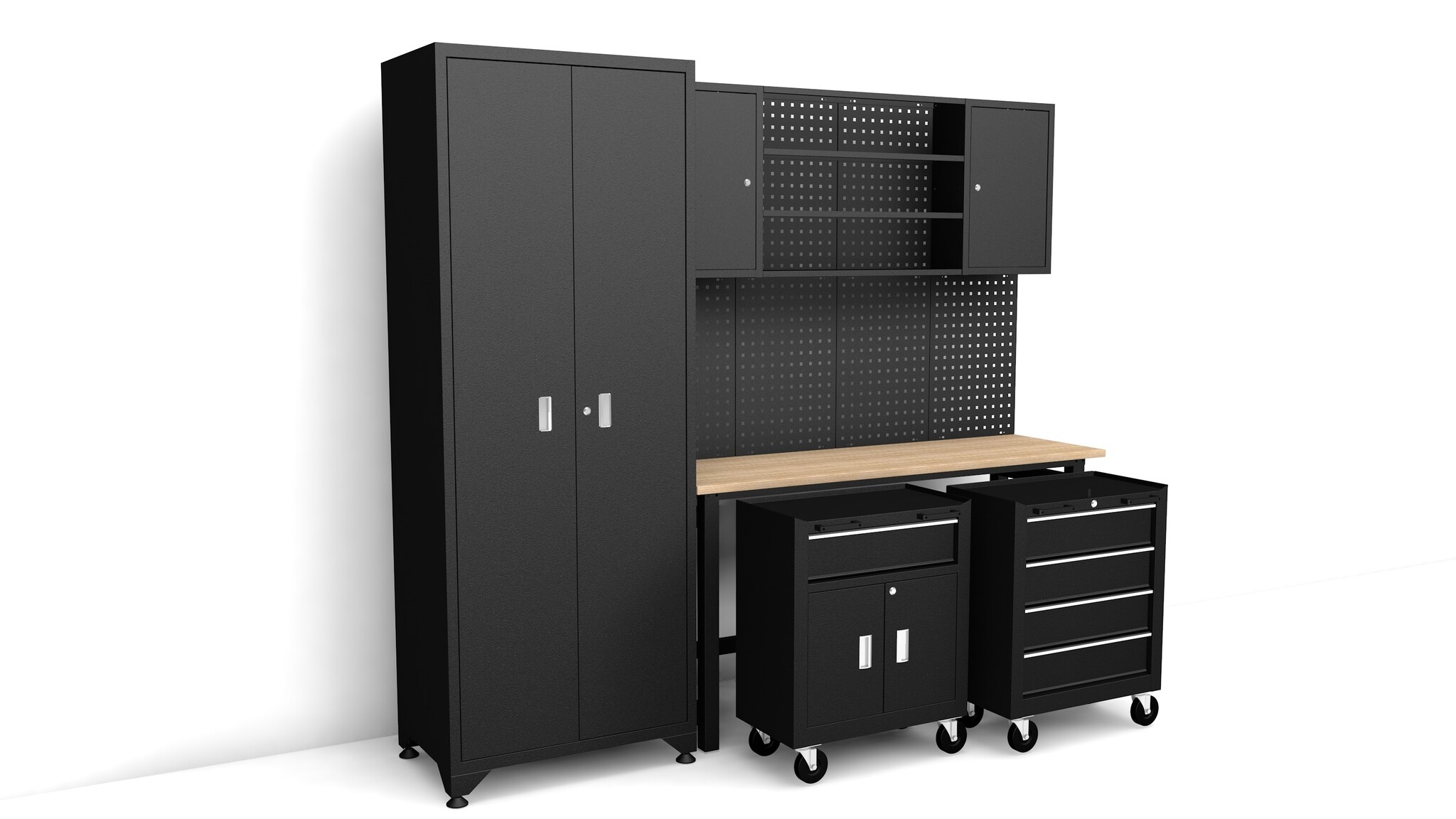 TM premium modulair werkplaatssysteem, 6-delig, matzwart