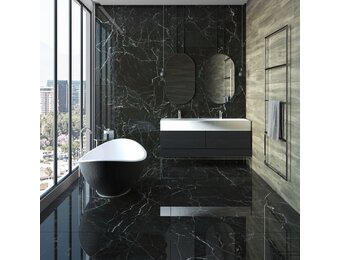 TM PVC Marmer Plaat Hoogglans Zwart - Black 260x122 3mm Dik