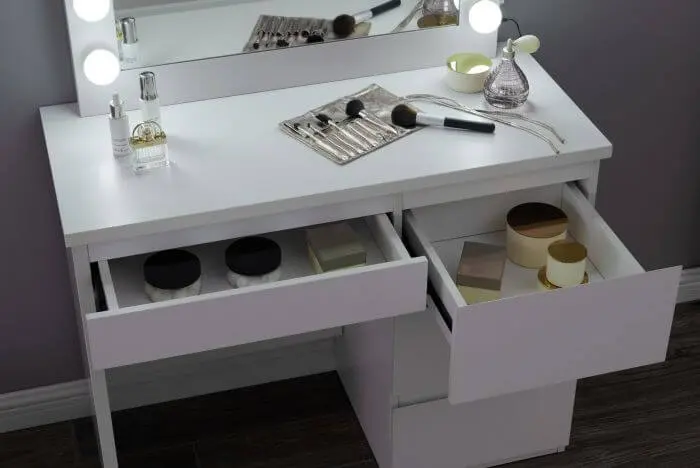 Kaptafel met LED-verlichting 95x43x149 cm wit