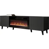 Tv-meubel Modern design met elektrische openhaard 190x45,5x60,5 cm Zwart