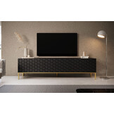 TV Meubel  zwart modern Design met gouden pootjes 190cm